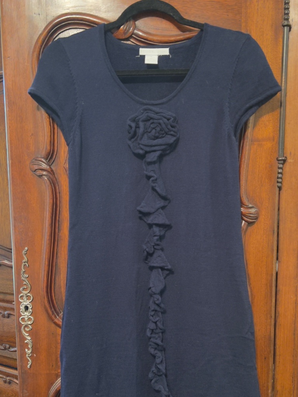 Navy Blue Design History 100% Merino Woll Cap Sleeve Knit Dress size M